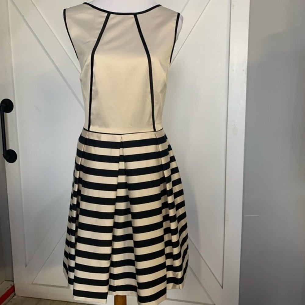 Champagne Black Satin Social Dress sz 10 NWT